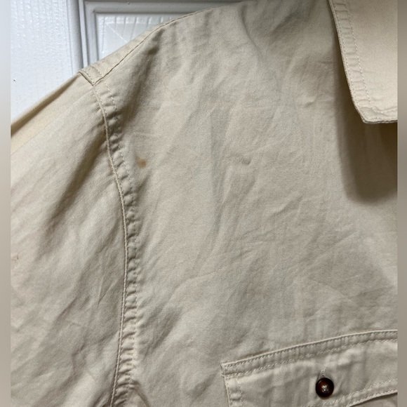 NWT Forever 21 Woven Button Down Shirt Natural - Picture 13 of 14